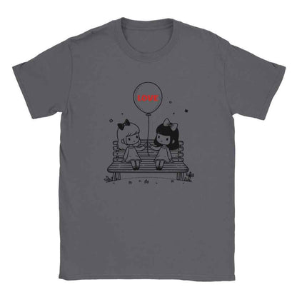 Heartfelt Friendship T-Shirt - Girls on Bench Balloon - Perfect Valentine Gift