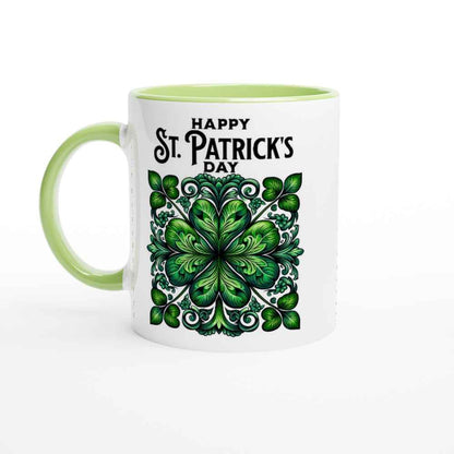 Happy St Patrick's Day Mug - Shamrock for luck - Ceramic 250ml Coffee - Tea Cup - Dishwasher & Microwave Safe Irish celebration