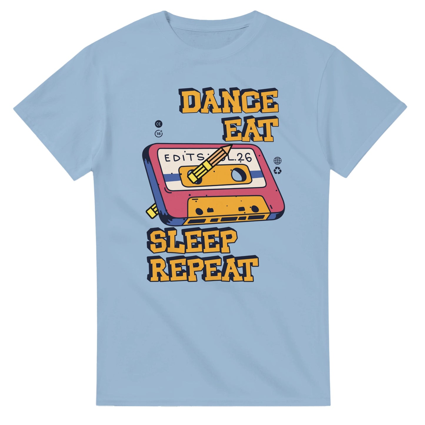 Retro Music Lovers T-Shirt - Dance Eat Sleep Repeat - Vintage Audio Tee for dancers - Light Blue / S - T-shirt