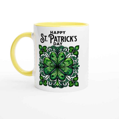 Happy St Patrick's Day Mug - Shamrock for luck - Ceramic 250ml Coffee - Tea Cup - Dishwasher & Microwave Safe Irish celebration
