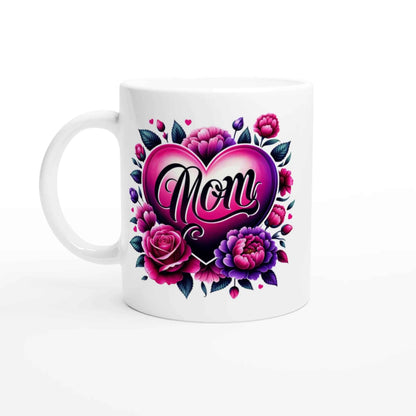 Mom Floral Design Ceramic Mug - 250ml White Coffee Cup
