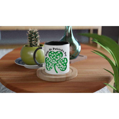 Happy St Patrick's Day Mug - Shamrock Design - Ceramic 250ml Coffee - Tea Cup - Dishwasher & Microwave Safe Irish celebration