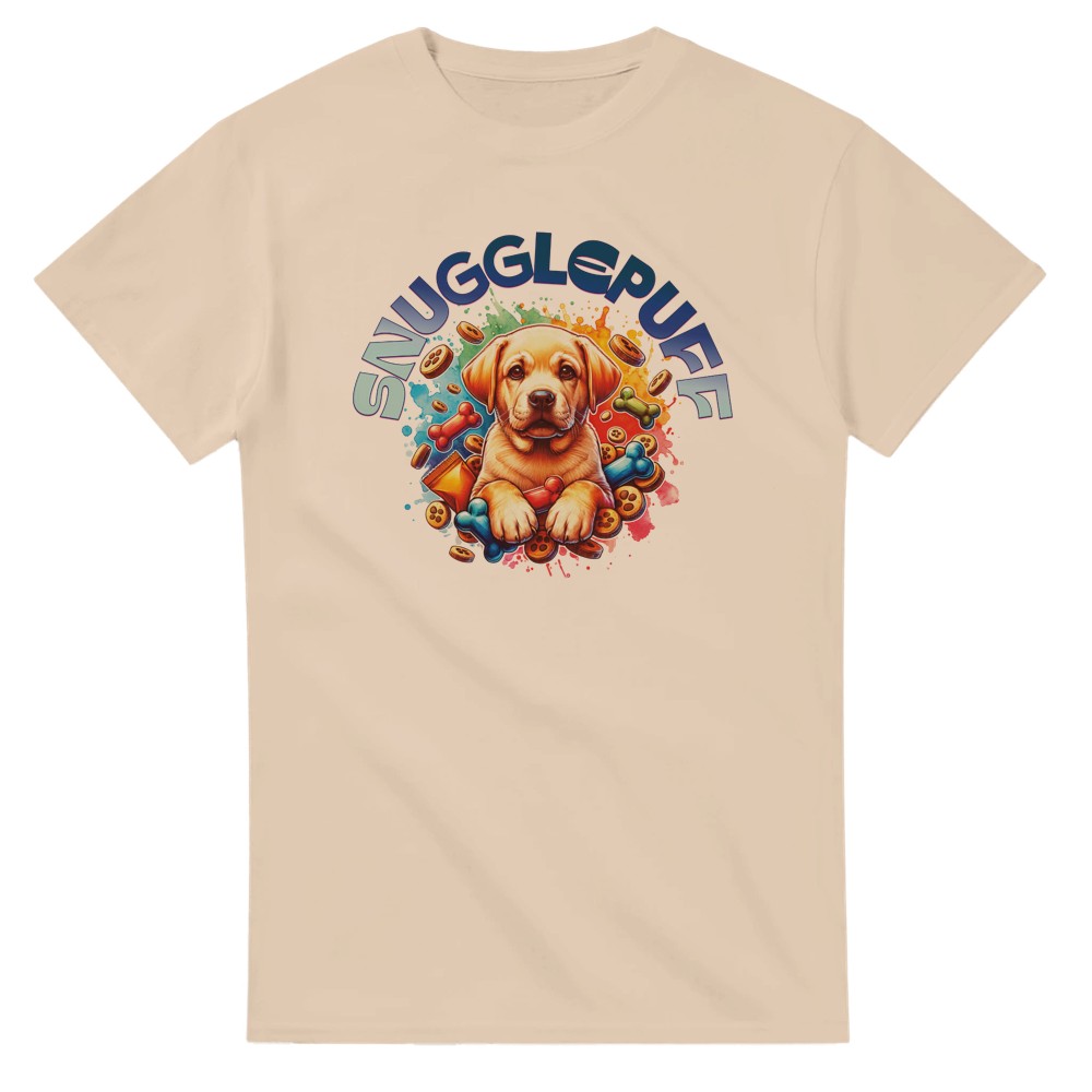 Cute Golden Retriever puppy Snugglepuff colourful T-shirt. - Natural / S - T-shirt