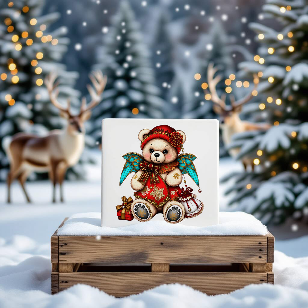 Fluffy Gothic Christmas Teddy Bear Collection – T-Shirt Tile & Tote Bag - Tile / Teddy 6 - T-shirt