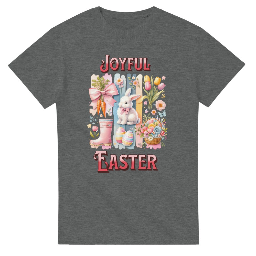 Joyful Easter T-Shirt | Cute Bunny & Egg Design | Perfect for Spring - Graphite Heather / S - T-shirt