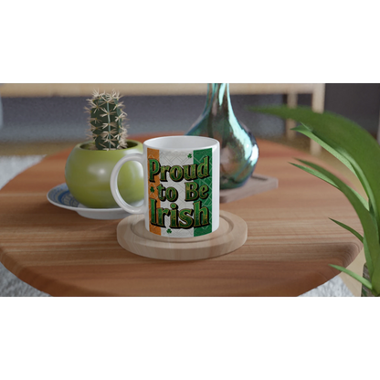 Celtic Shamrock Mug – Bold “Proud to Be Irish” Tea & Coffee Cup