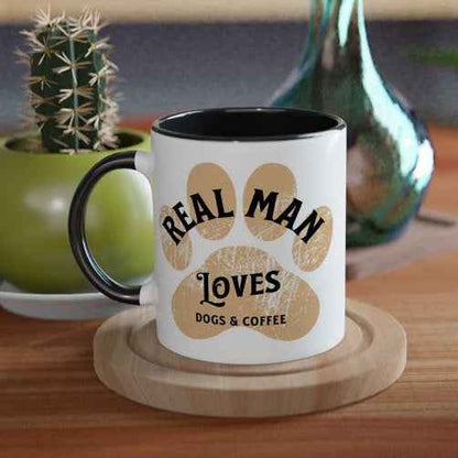 Real Men Love Dogs & Coffee 250ml Ceramic Mug – Funny Gift for Dog Dads & Coffee Lovers
