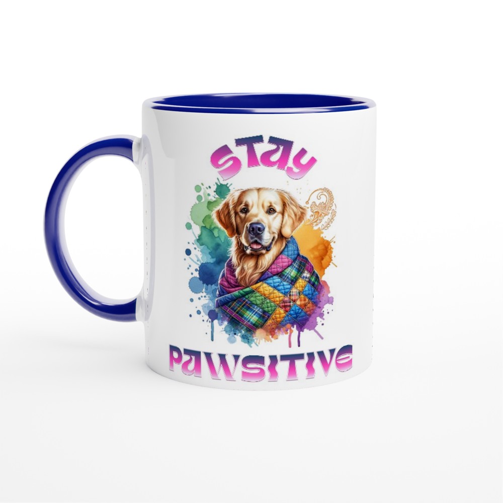 Golden Retriever Mug – Perfect Gift for Dog Lovers and Golden Enthusiasts - Ceramic Blue - Print Material