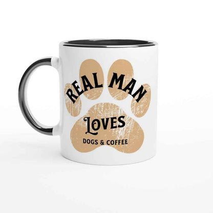 Real Men Love Dogs & Coffee 250ml Ceramic Mug – Funny Gift for Dog Dads & Coffee Lovers