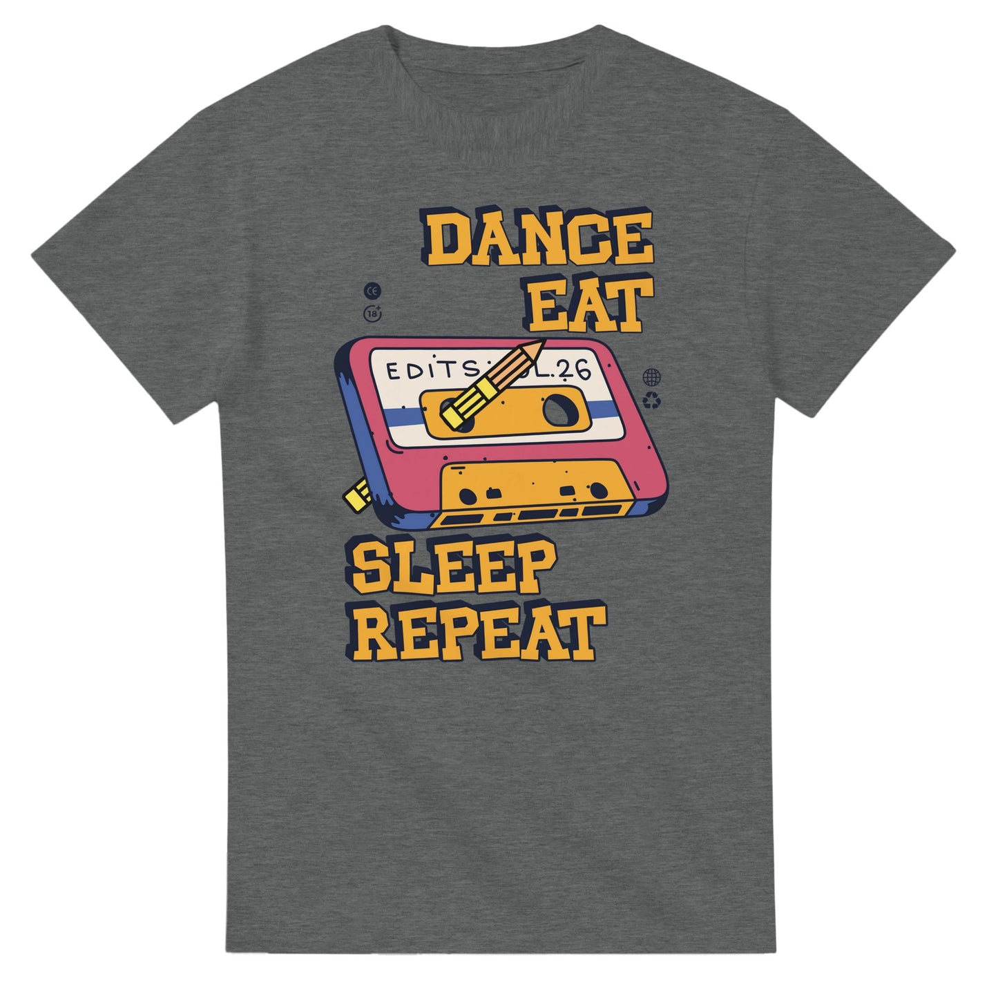 Retro Music Lovers T-Shirt - Dance Eat Sleep Repeat - Vintage Audio Tee for dancers - Graphite Heather / S - T-shirt