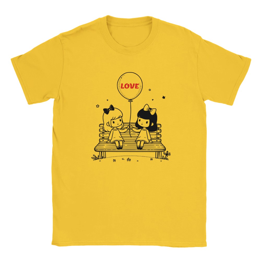 Heartfelt Friendship T-Shirt - Girls on Bench Balloon - Perfect Valentine Gift - Daisy / S - T-shirt