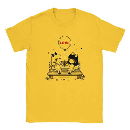 Heartfelt Friendship T-Shirt - Girls on Bench Balloon - Perfect Valentine Gift