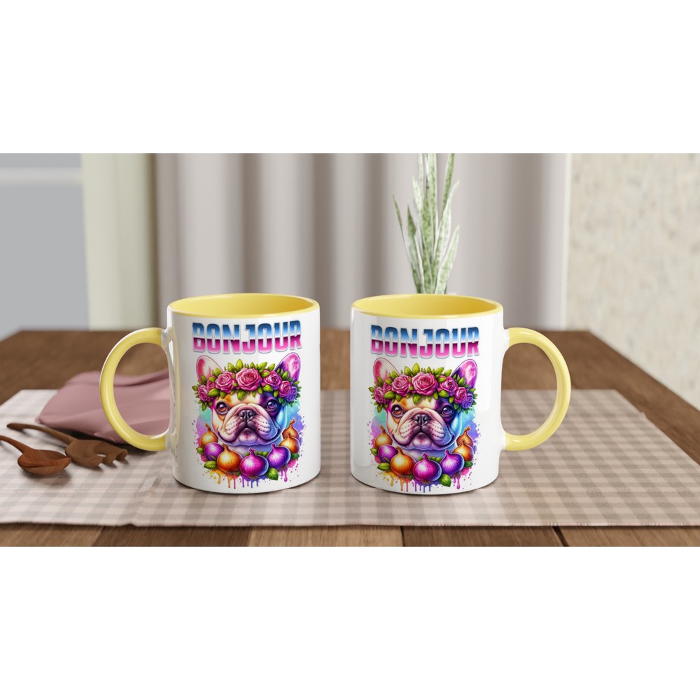 French Bulldog Floral 250ml colourful ceramic mug - Print Material