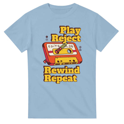 Retro Music Lovers T-Shirt - Play Reject Rewind Repeat - Vintage Audio Tee Funny cotton