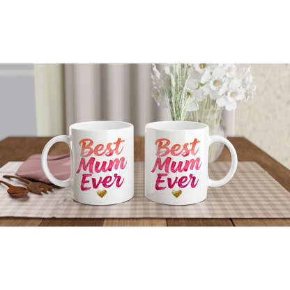Best Mum Ceramic Mug -250ml  White Mug with Coloured Accents