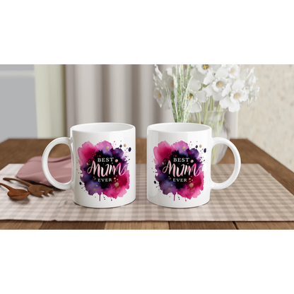 Best Mum Ever Mug – Mother’s Day Gift for Mum – 250ml White Ceramic Watercolour Accent Mug UK