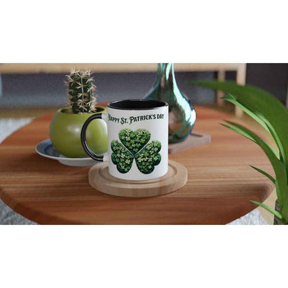 Happy St Patrick's Day Mug - Shamrock Design - Ceramic 250ml Coffee - Tea Cup - Dishwasher & Microwave Safe