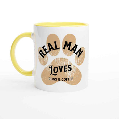 Real Men Love Dogs & Coffee 250ml Ceramic Mug – Funny Gift for Dog Dads & Coffee Lovers