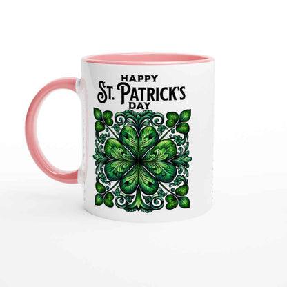 Happy St Patrick's Day Mug - Shamrock for luck - Ceramic 250ml Coffee - Tea Cup - Dishwasher & Microwave Safe Irish celebration