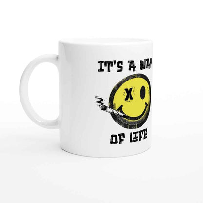 Yellow Face Mug for Weed Smokers - Ceramic Coffee and Tea Cup, 'It's a Way of Life' Design