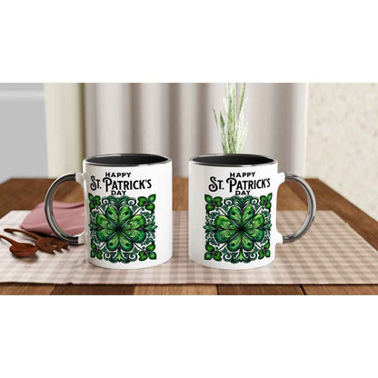 Happy St Patrick's Day Mug - Shamrock for luck - Ceramic 250ml Coffee - Tea Cup - Dishwasher & Microwave Safe Irish celebration