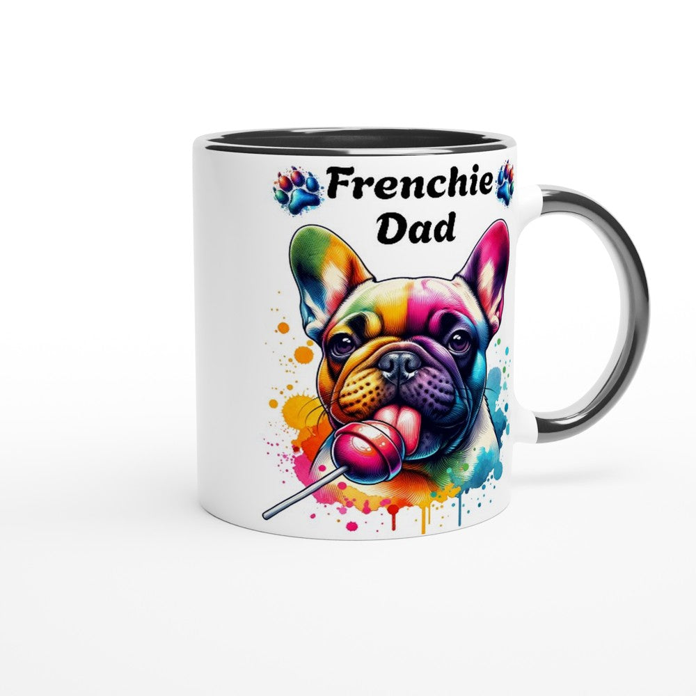 Frenchie Dad mug French Bulldog present for him White 250ml Ceramic Mug with Colour Inside - Print Material