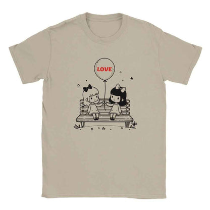Heartfelt Friendship T-Shirt - Girls on Bench Balloon - Perfect Valentine Gift
