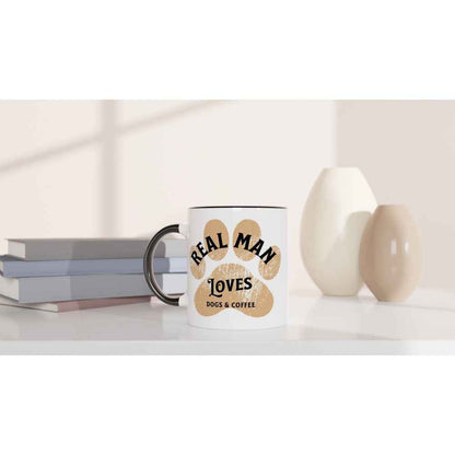 Real Men Love Dogs & Coffee 250ml Ceramic Mug – Funny Gift for Dog Dads & Coffee Lovers