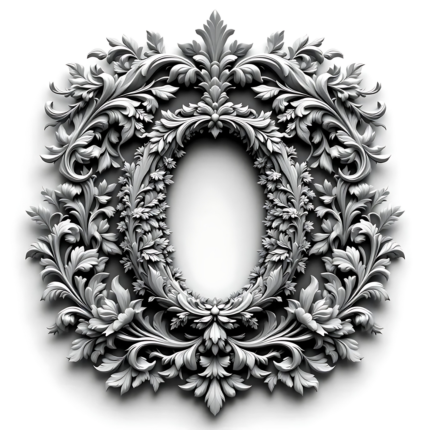 Black & White Floral Alphabet & Numbers – Elegant Decorative Design Set - O - Tiles