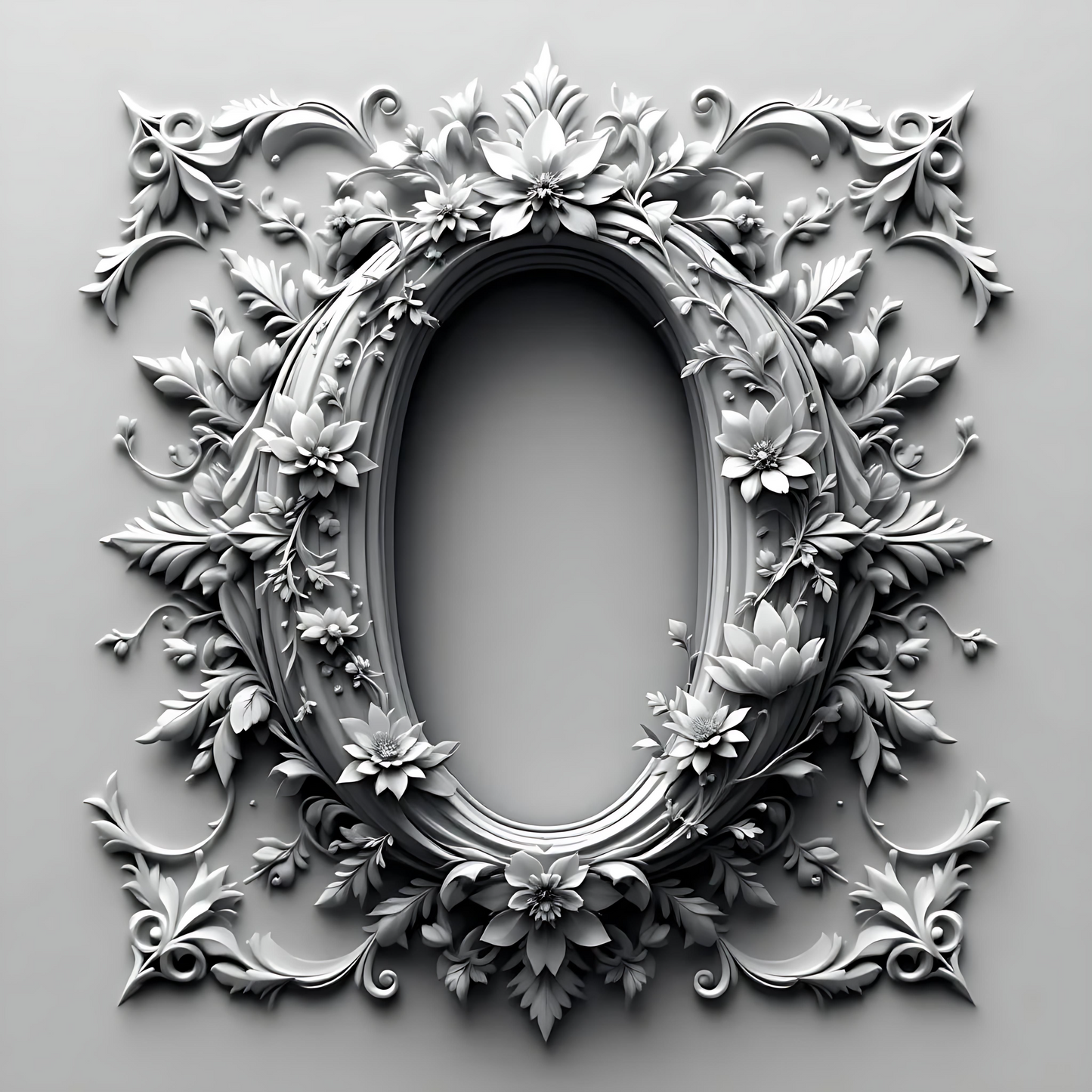 Black & White Floral Alphabet & Numbers – Elegant Decorative Design Set - number - Tiles