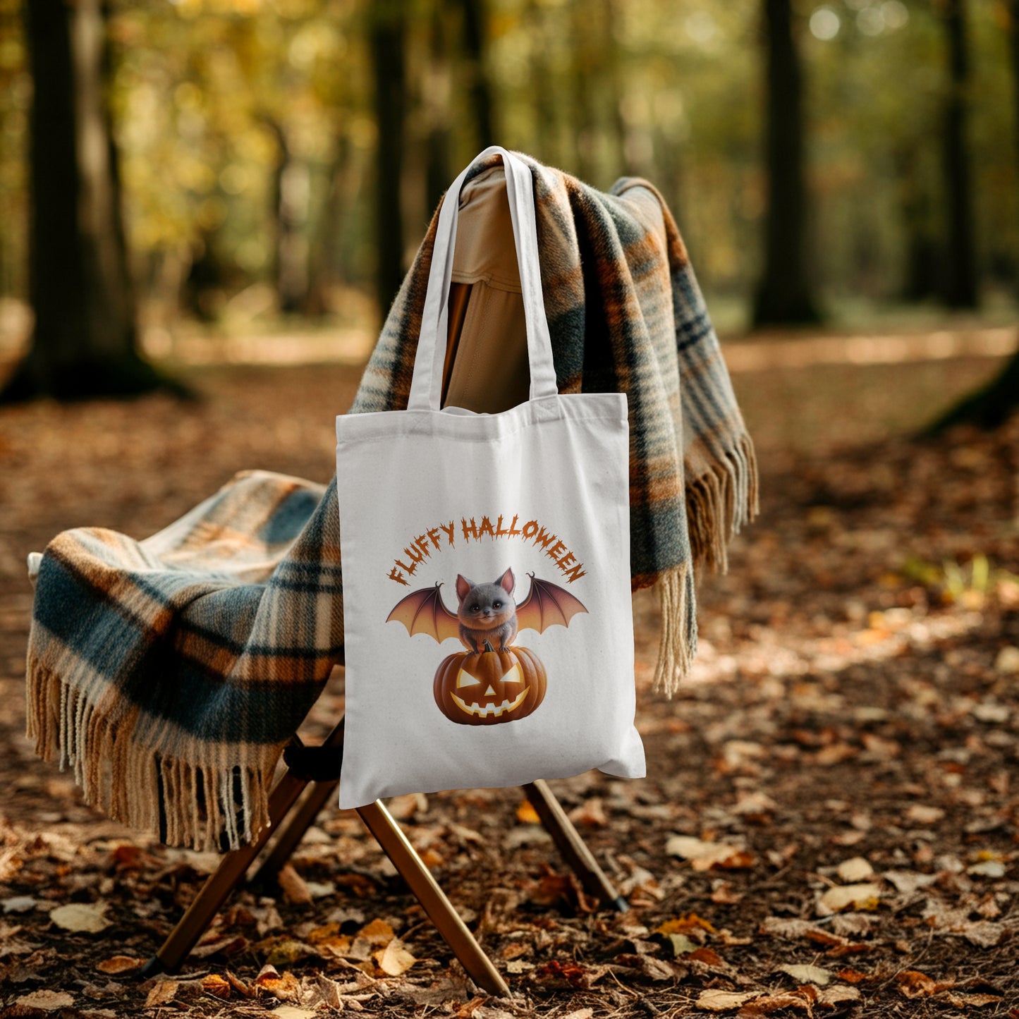 Halloween Organic Tote Bag – Cute Animal Designs 100% Cotton - Bat - Tote bag