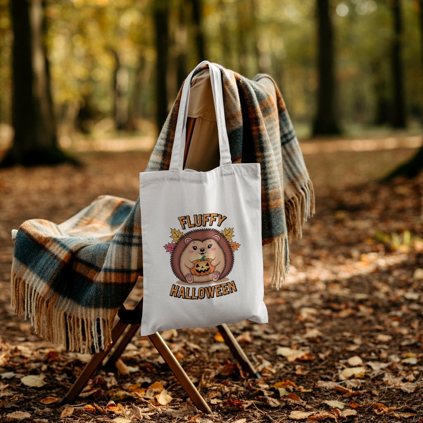 Halloween Organic Tote Bag – Cute Animal Designs 100% Cotton - Hedgehog - Tote bag
