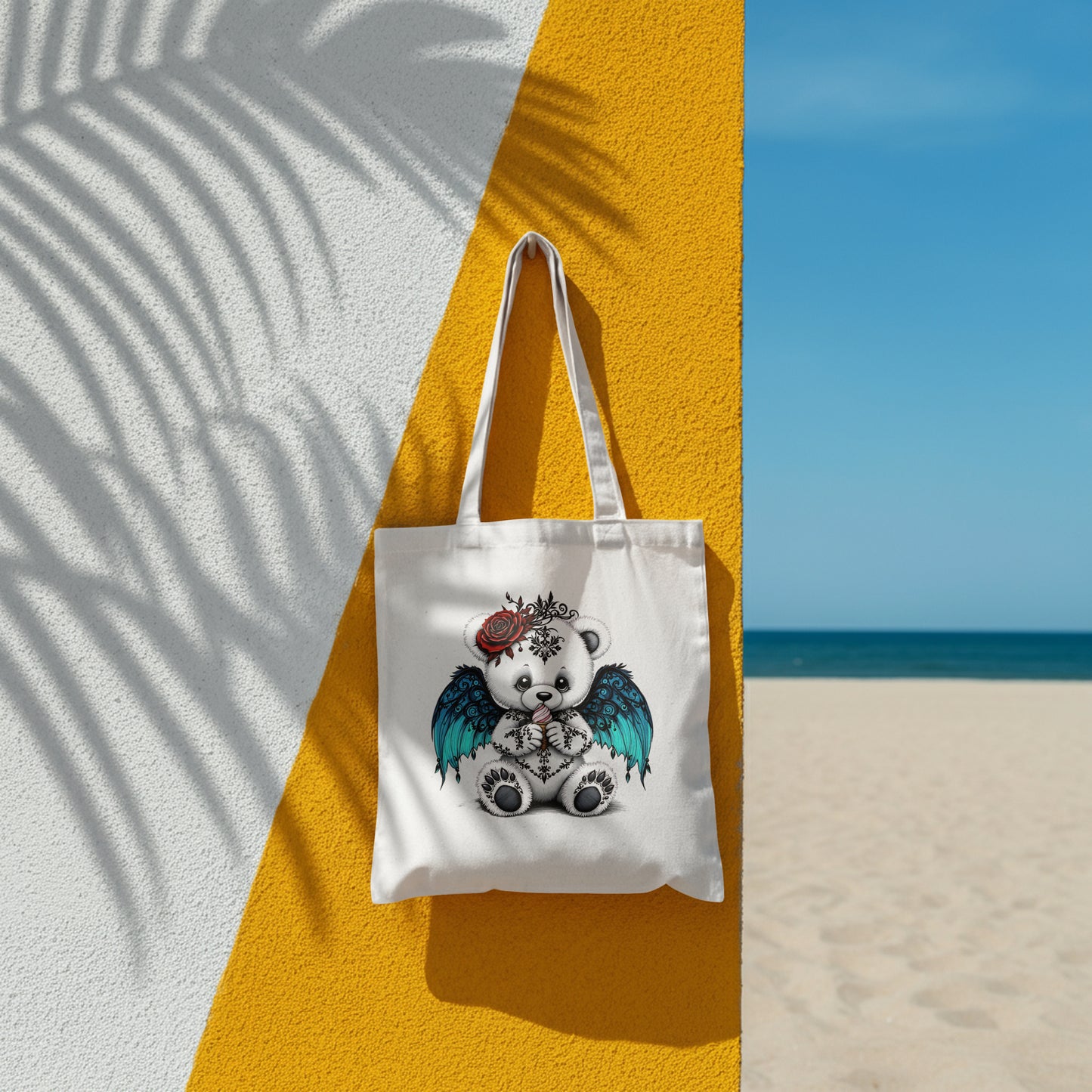 Fluffy Gothic Teddy Bear Collection – T-Shirt Tile & Tote Bag (Copy) - T-shirt