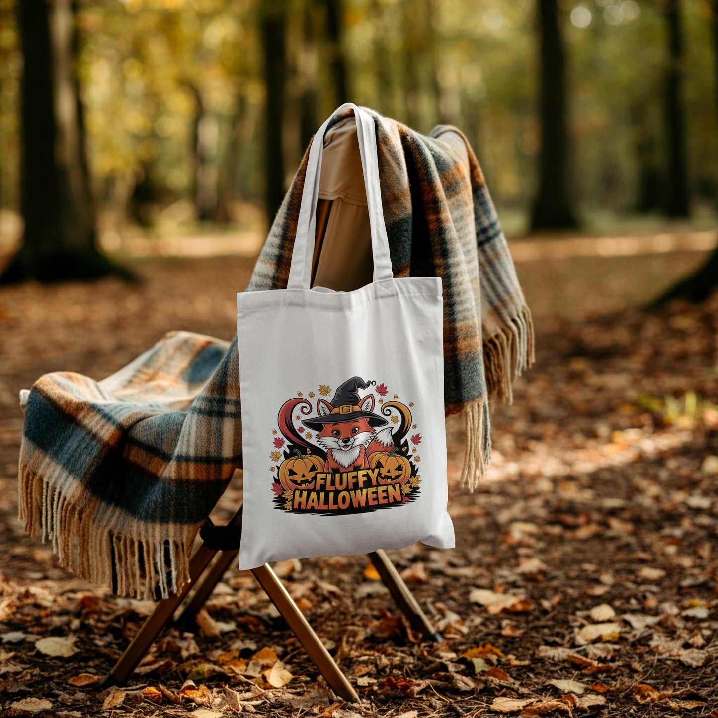 Halloween Organic Tote Bag – Cute Animal Designs 100% Cotton - Fox - Tote bag