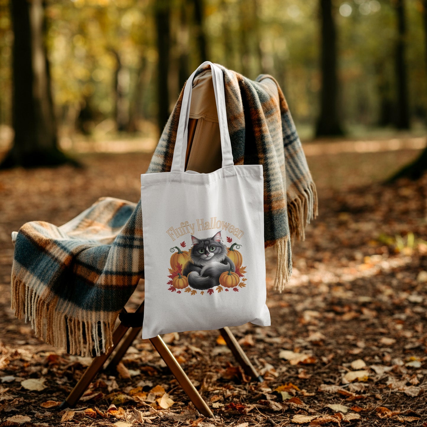 Halloween Organic Tote Bag – Cute Animal Designs 100% Cotton - Cat - Tote bag