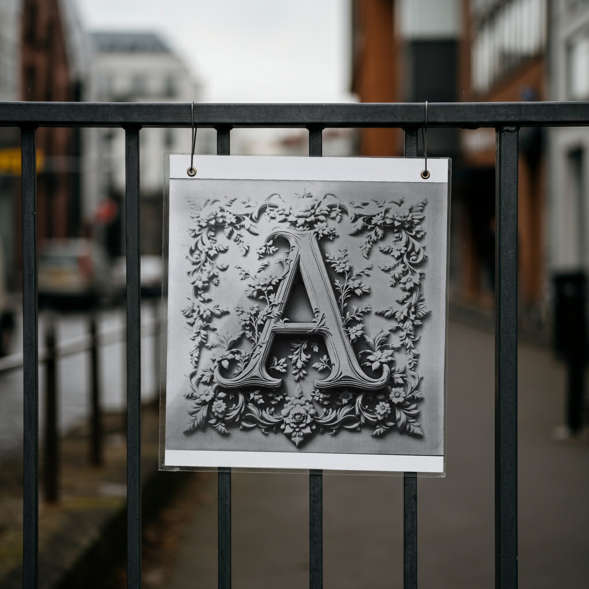 Black & White Floral Alphabet & Numbers – Elegant Decorative Design Set - Tiles