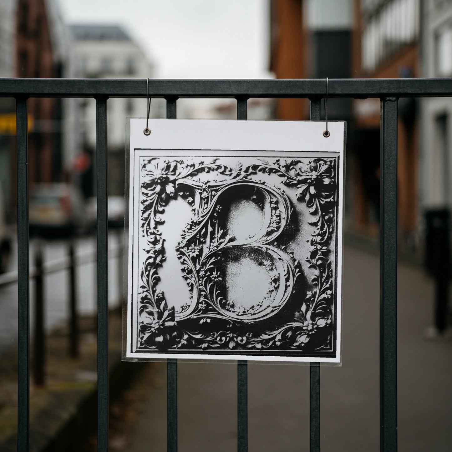 Black & White Floral Alphabet & Numbers – Elegant Decorative Design Set - Tiles