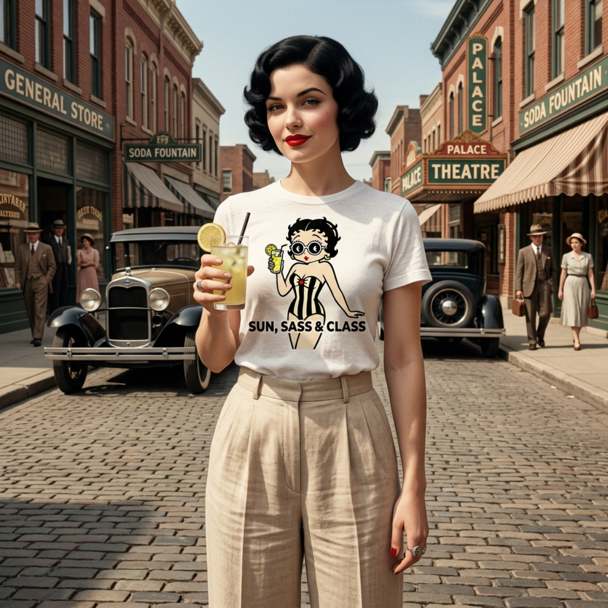 Betty Boop Class T-Shirt – Retro Cartoon Graphic Tee | Heavyweight Cotton Classic Fit Shirt UK