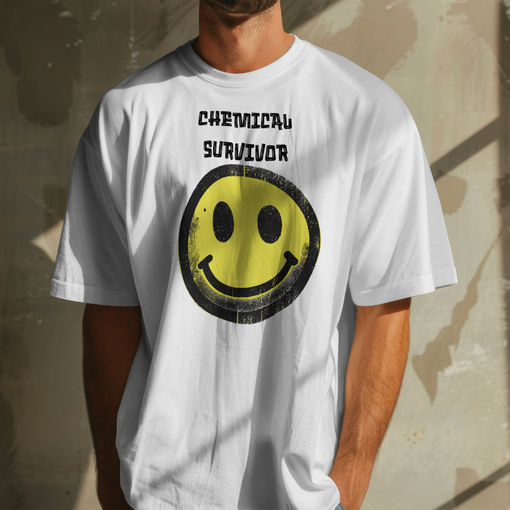 Yellow face unisex t-shirt for ravers. Different designs - Chemical survivor / S - T-shirt