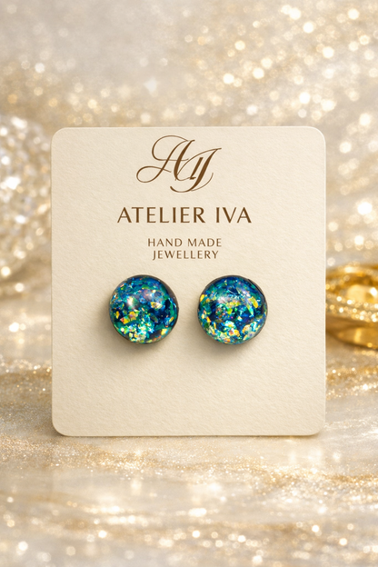 Holographic Galaxy Resin Stud Earrings - J & I Vision
