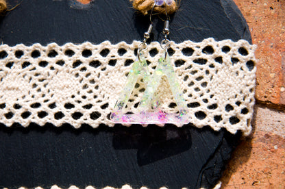 Holographic Glow-in-the-Dark Triangle Resin Earrings - J & I Vision