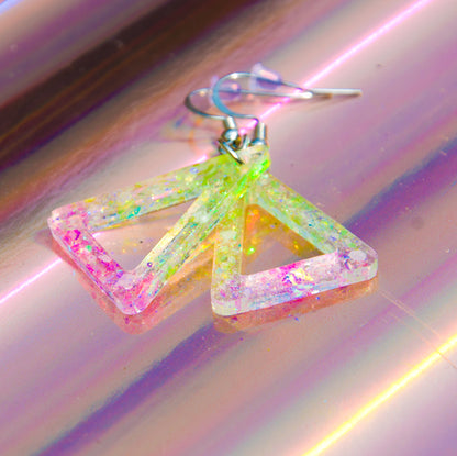 Holographic Glow-in-the-Dark Triangle Resin Earrings - J & I Vision