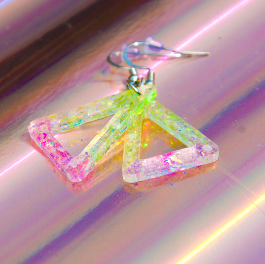 Holographic Glow-in-the-Dark Triangle Resin Earrings