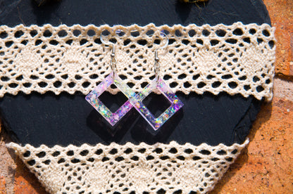 Pink & Yellow Holographic Glow-in-the-Dark Diamond Earrings - J & I Vision