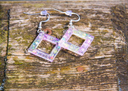Pink & Yellow Holographic Glow-in-the-Dark Diamond Earrings - J & I Vision
