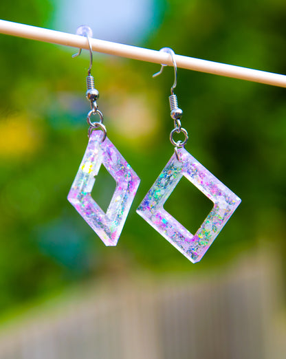 Pink & Yellow Holographic Glow-in-the-Dark Diamond Earrings - J & I Vision