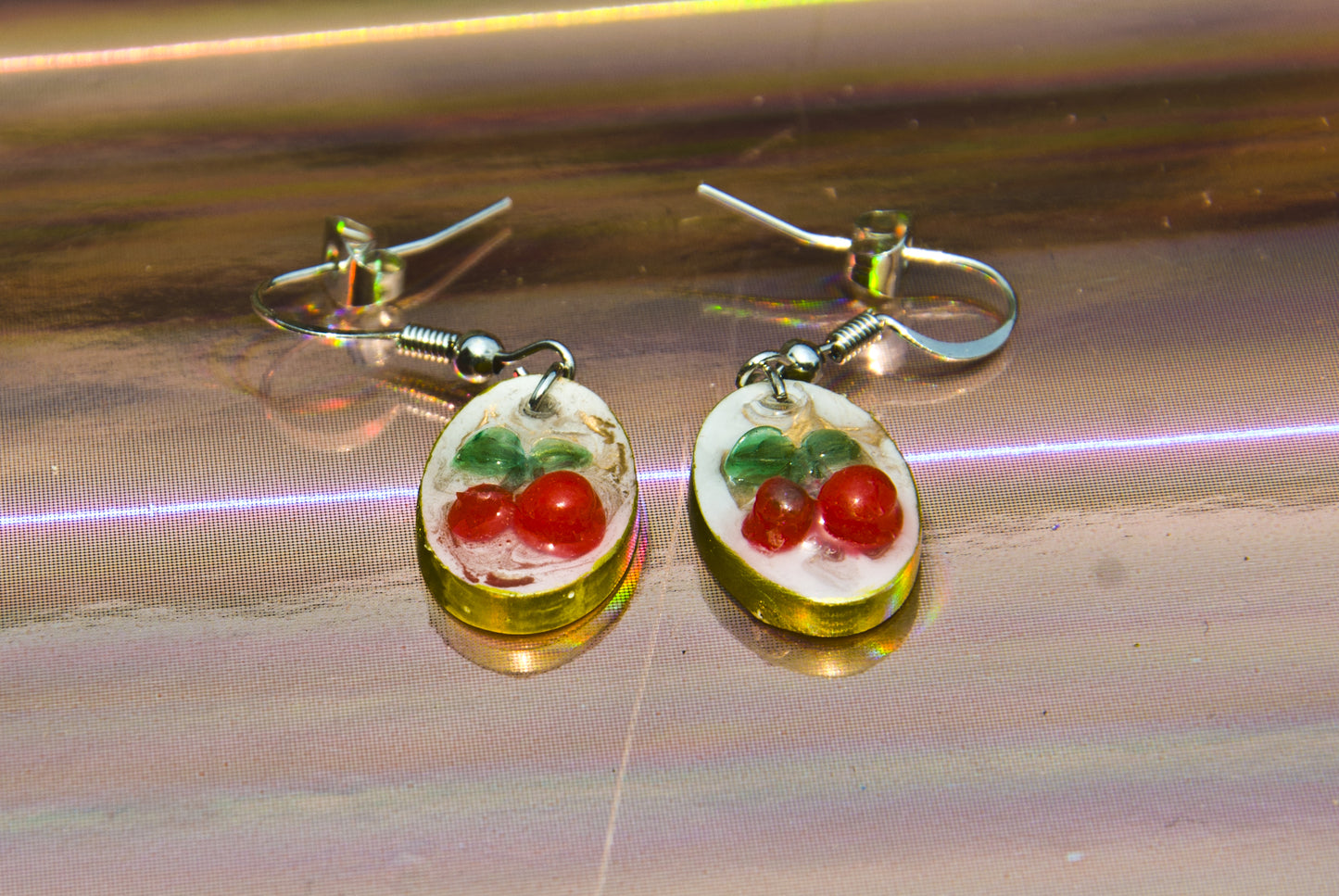 Cherry Resin Drop Earrings – Stainless Steel Hooks