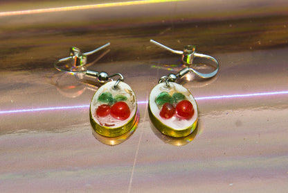 Cherry Resin Drop Earrings – Stainless Steel Hooks - J & I Vision
