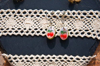 Cherry Resin Drop Earrings – Stainless Steel Hooks - J & I Vision