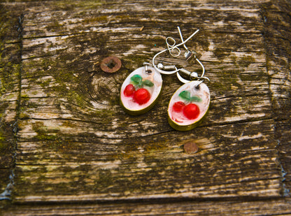 Cherry Resin Drop Earrings – Stainless Steel Hooks - J & I Vision